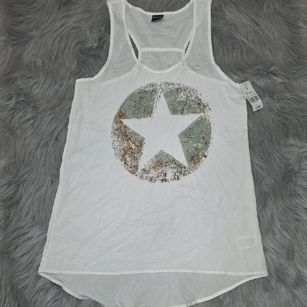 White Star Print Tank Top